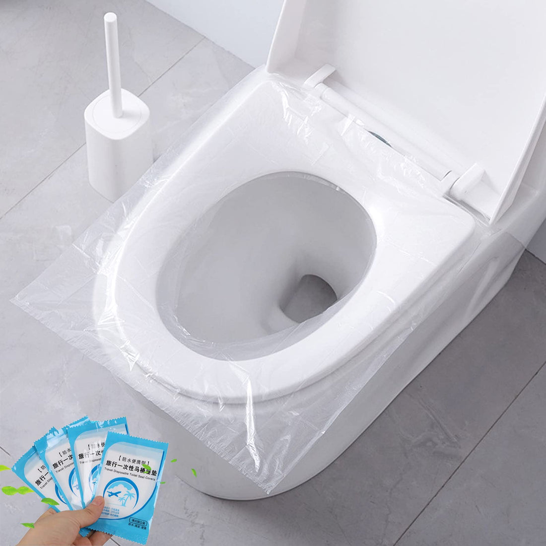 Arabest Disposable Plastic Toilet Seat Covers, 50 Pack Travel Toilet Seat Covers, Waterproof Portable Toliet Seat Protectors for Toddler Potty Training, Pregnant Mom, Adult, Individually Pack