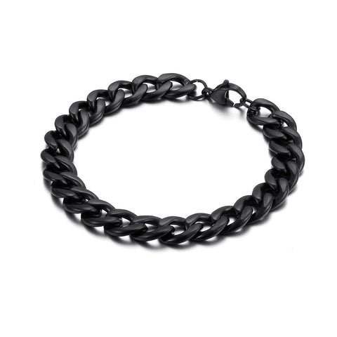 10 mm Stainless Steel Figaro Curb Cuban Link Bracelets for Men Boys, Gold Silver Black Bracelets, Metal, not known, One Size