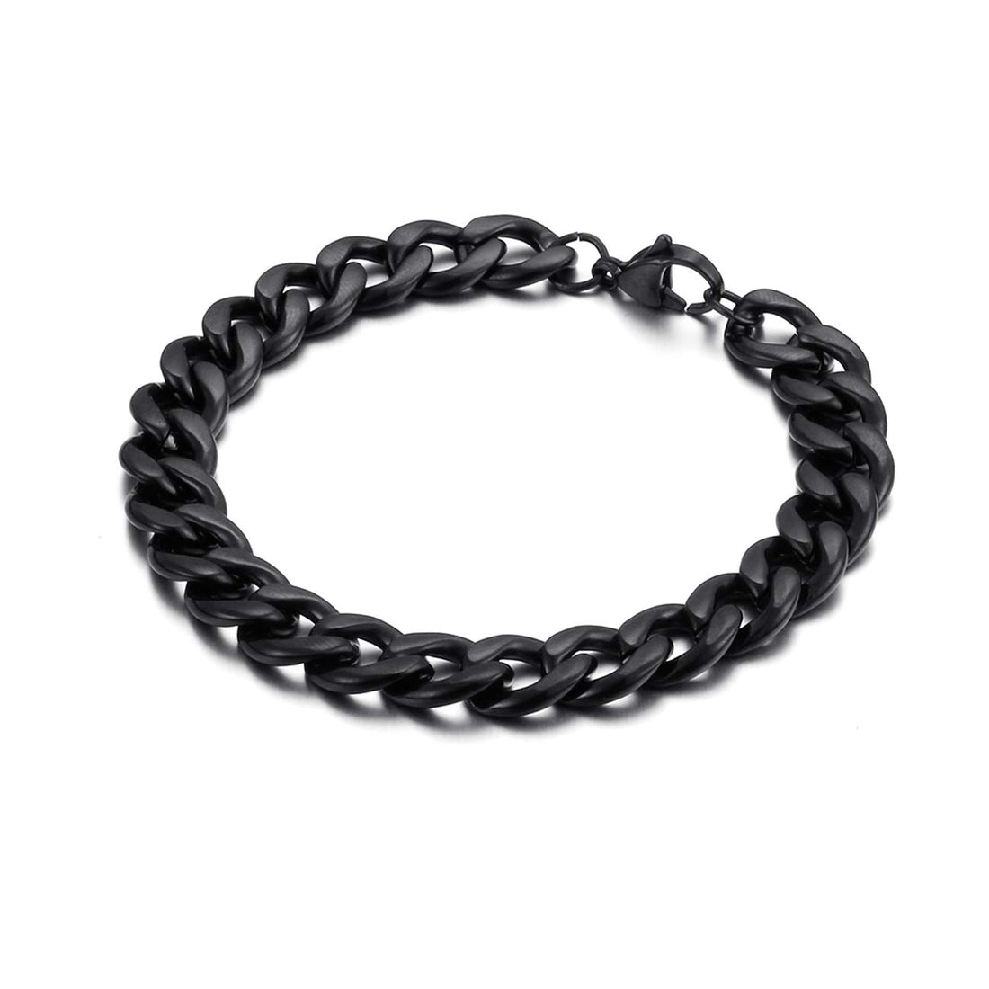 10 mm Stainless Steel Figaro Curb Cuban Link Bracelets for Men Boys, Gold Silver Black Bracelets, Metal, not known, One Size