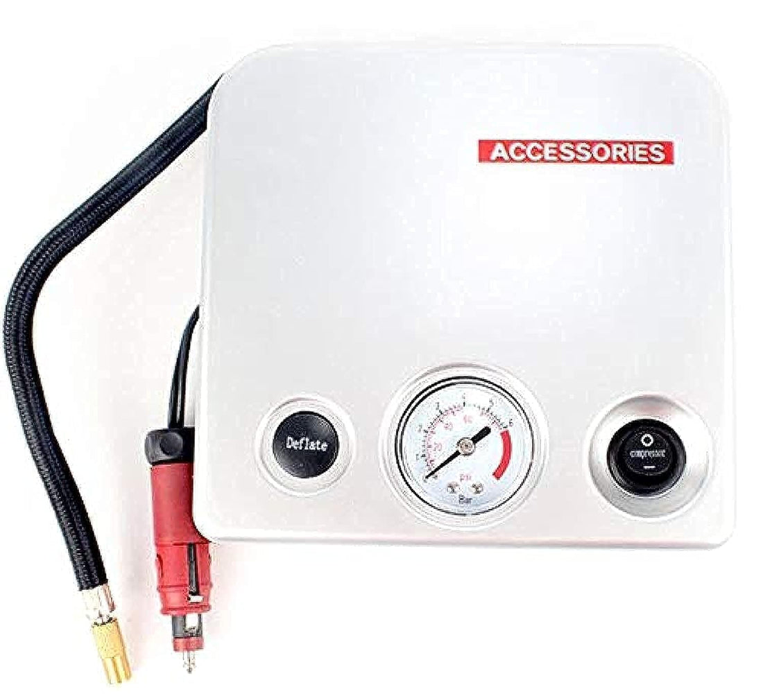 Tire Air Compressor Plugged into Car Lighter