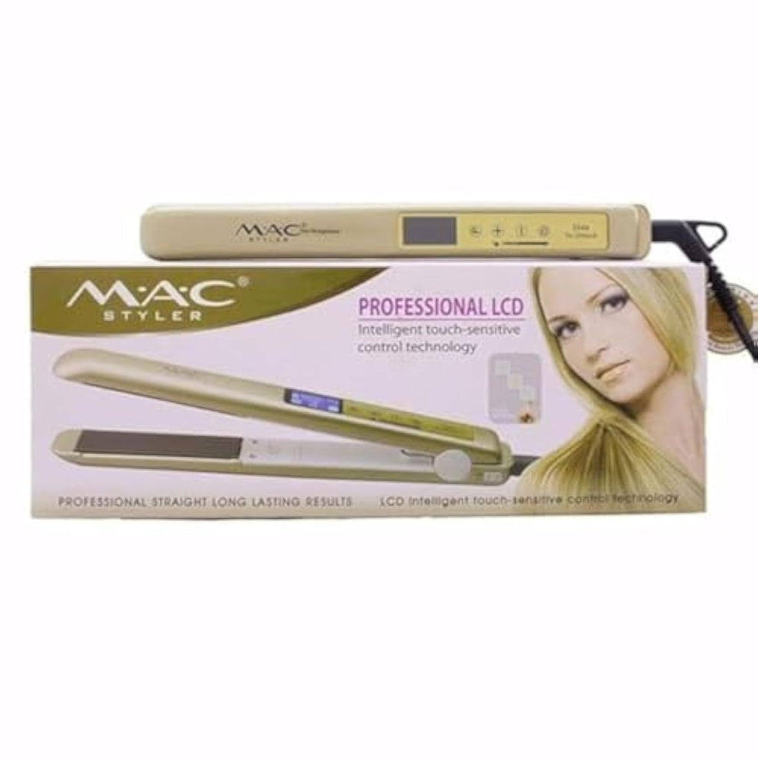 Hair straigtener for all hair types reaches to 450 F degrees with touch screen.