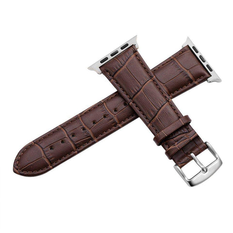 Crocodile Texture Leather Strap Wristband Replacement Compatible for Apple Watch 40mm/38mm, Brown