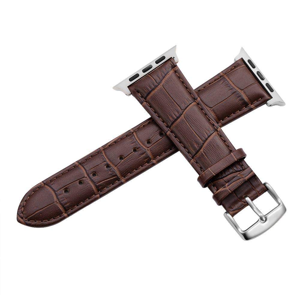 Crocodile Texture Leather Strap Wristband Replacement Compatible for Apple Watch 40mm/38mm, Brown