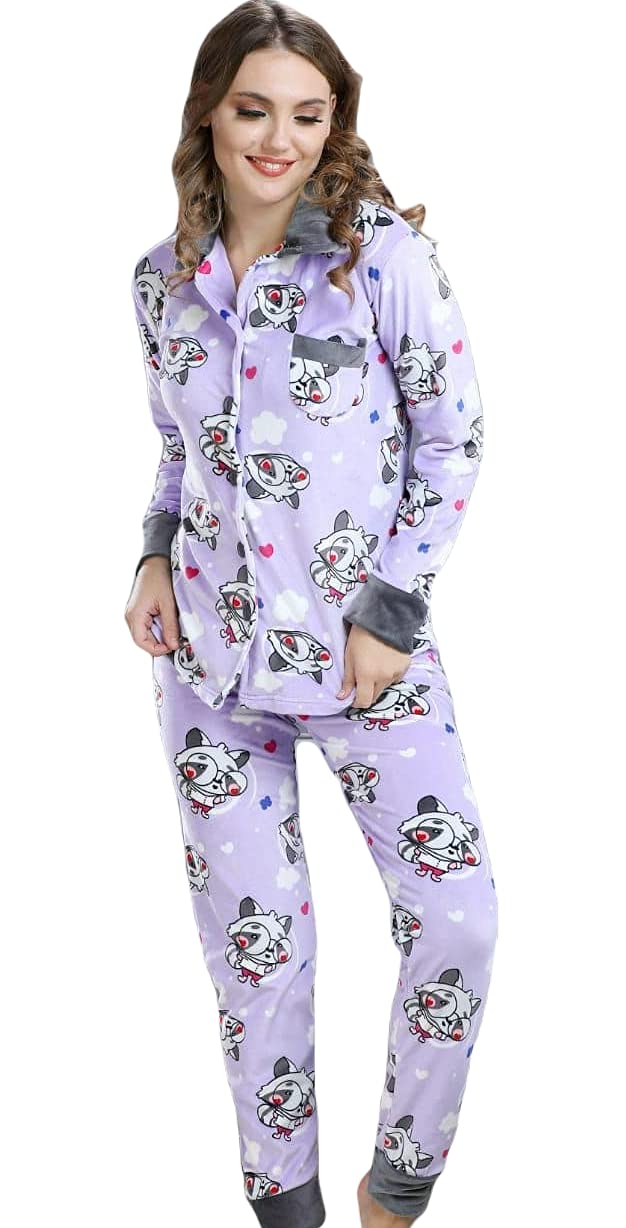 Two-piece cotton pajamas with buttons