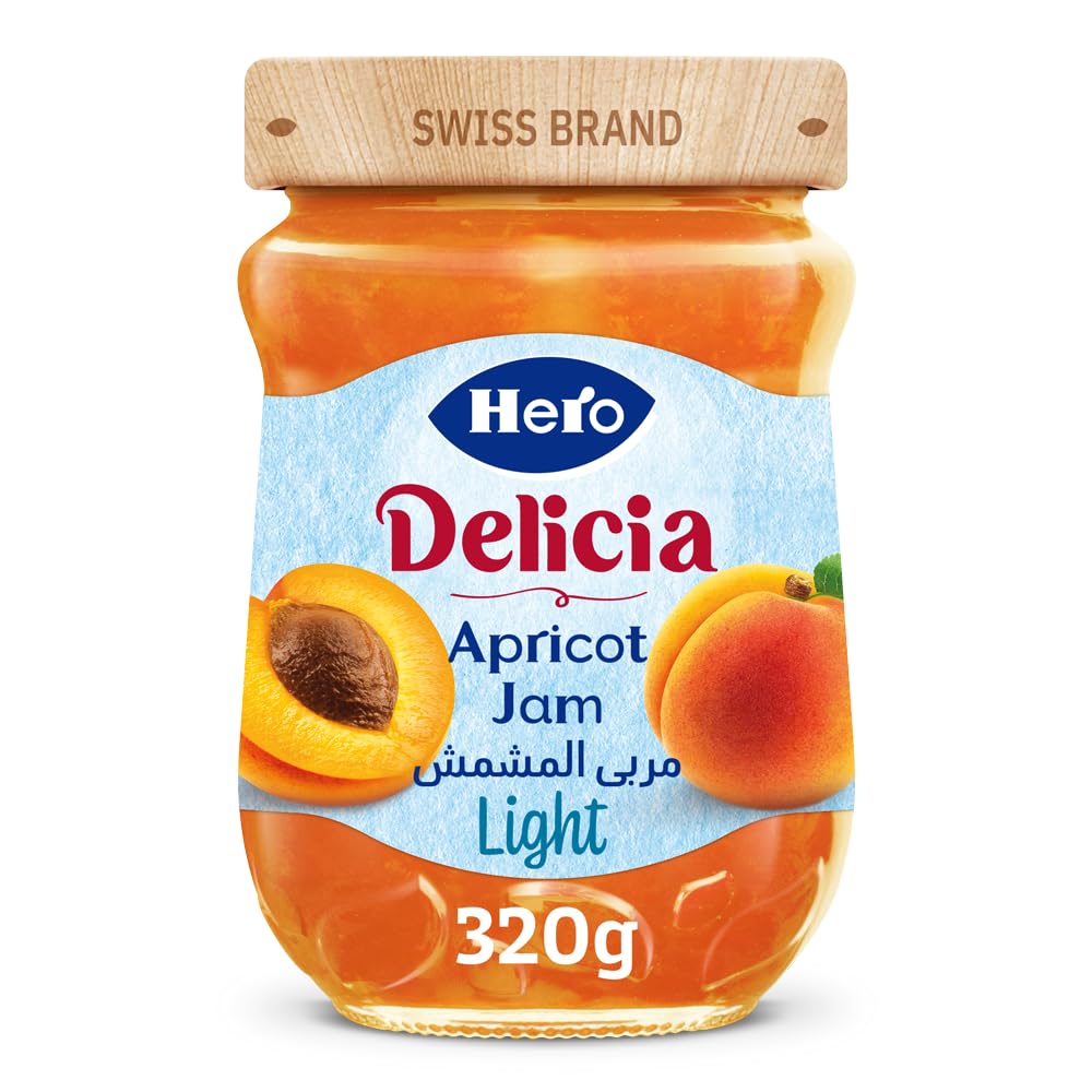 Hero Delicia jam with apricot flavor, light - 320 gm