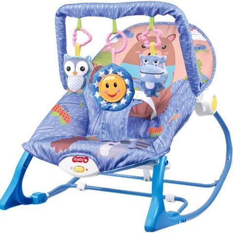 Adjustable 2-in-1 Baby Rocker & Stationary Seat - Soothing Infant Bouncer with Calming Vibrations and Interactive Hanging Toys - Grows with Baby from 0 Months to 18kg (Bear)