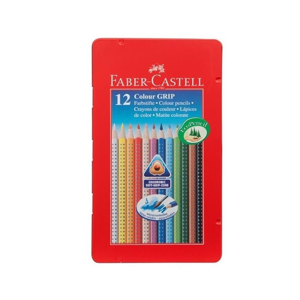 Faber- Castell grip color pencils - metal pack of 12