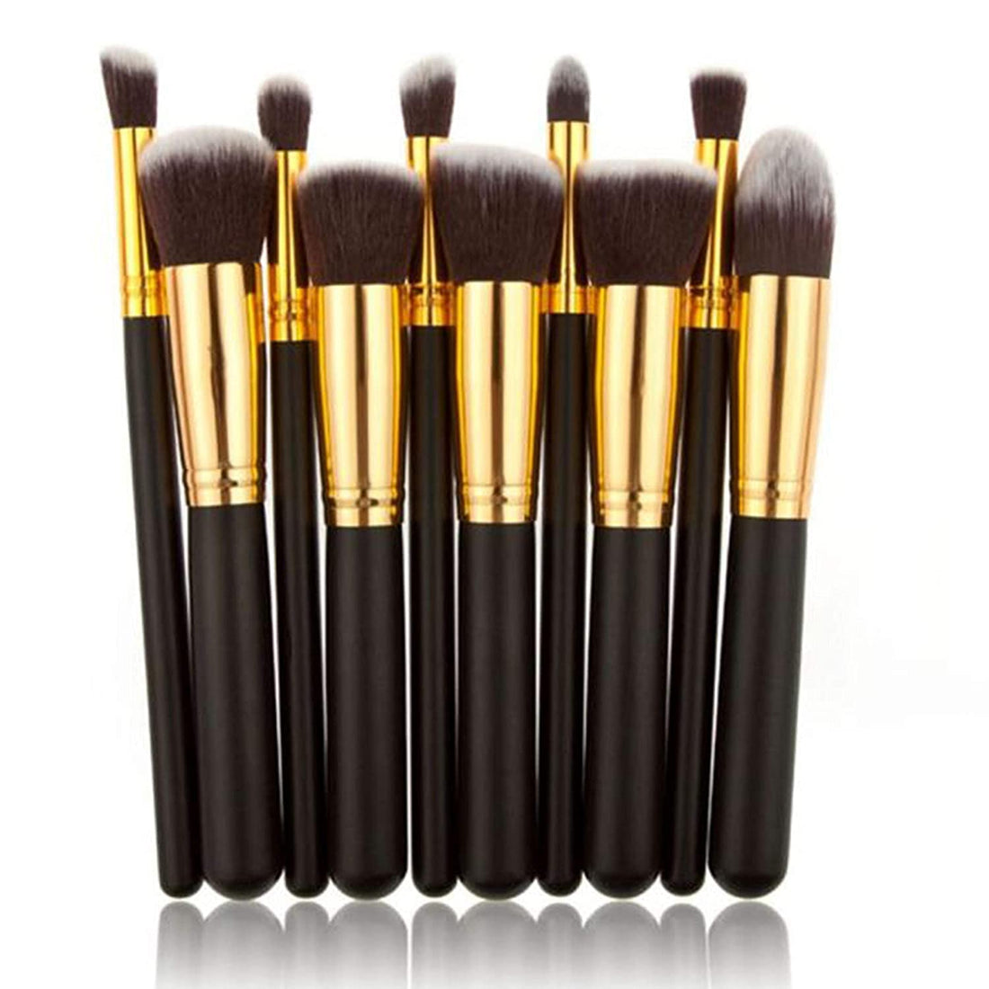 Cosmetic Makeup Beauty Brushes Tool Set Kit (2724716714553, Black Gold)- 10 Pieces