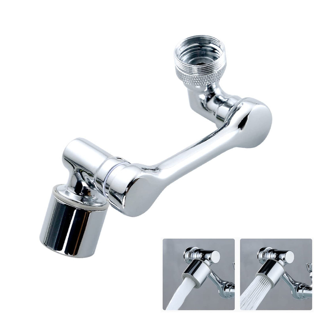 DRYEN Universal Splash Filter Faucet, 1080 Rotating Faucet Sprayer Head Double O-ring Design, Movable Tap Head Water Saving, Sink Aerator Head Extender For Bathroom Kitchen With Adapter, Dual Mode