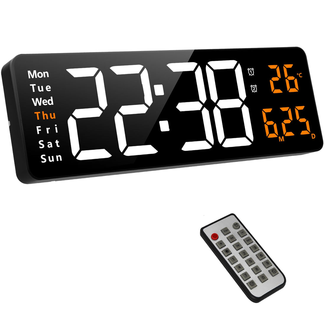 Fuloon Fitness Timer Wall Clock Positive Countdown Timer Stopwatch USB with Remote Control Timer Interval Sport for Tabata EMOM MMA (16 Inches, Orange)