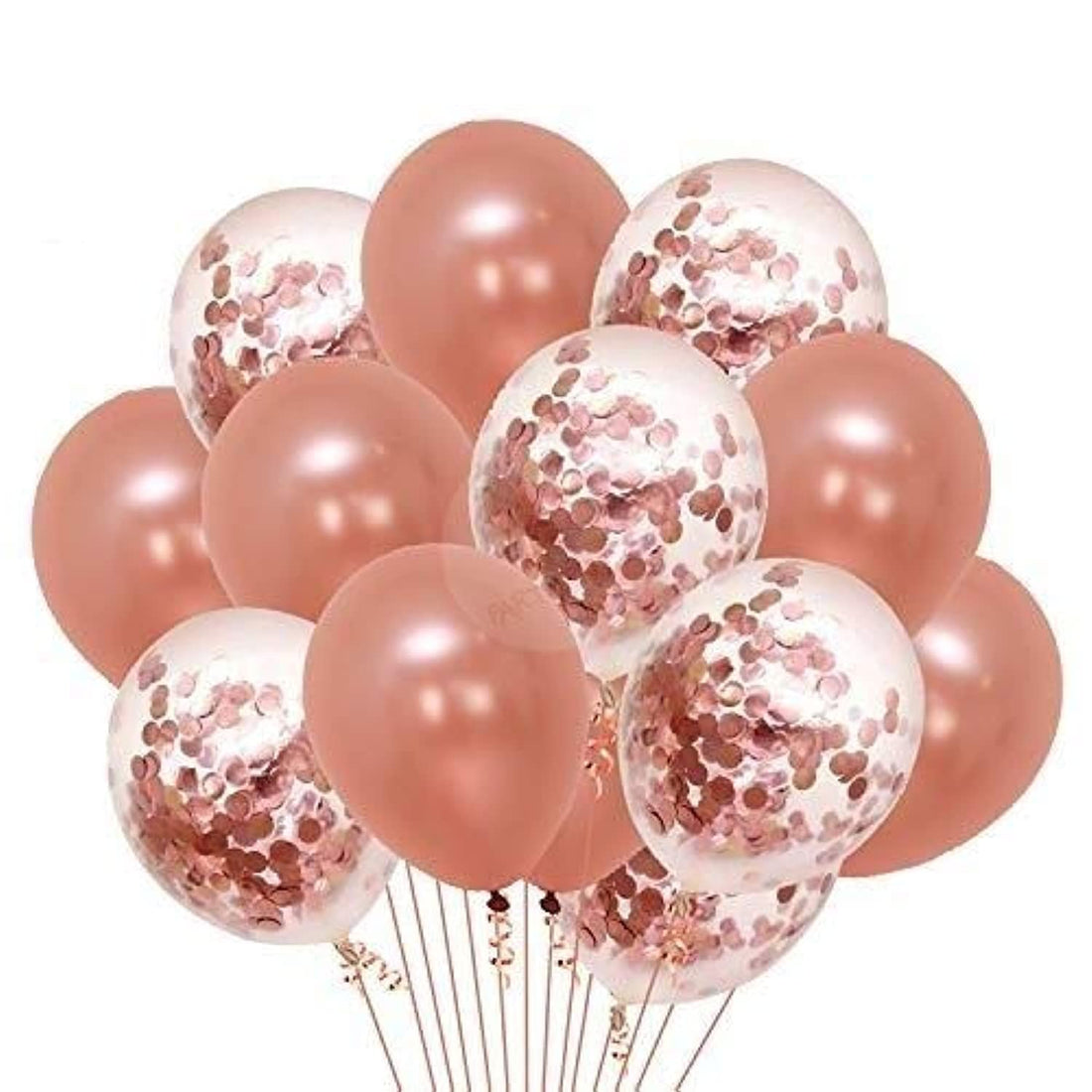 Party Propz Pack of 18 Pcs Rose Gold Latex & Confetti balloons for birthday decoration items/balloons for birthday party