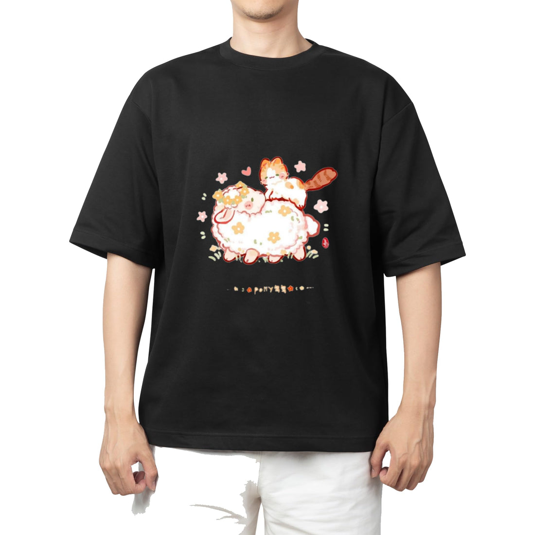 CUTE kawaii kitty cat black t-shirt oversize 91