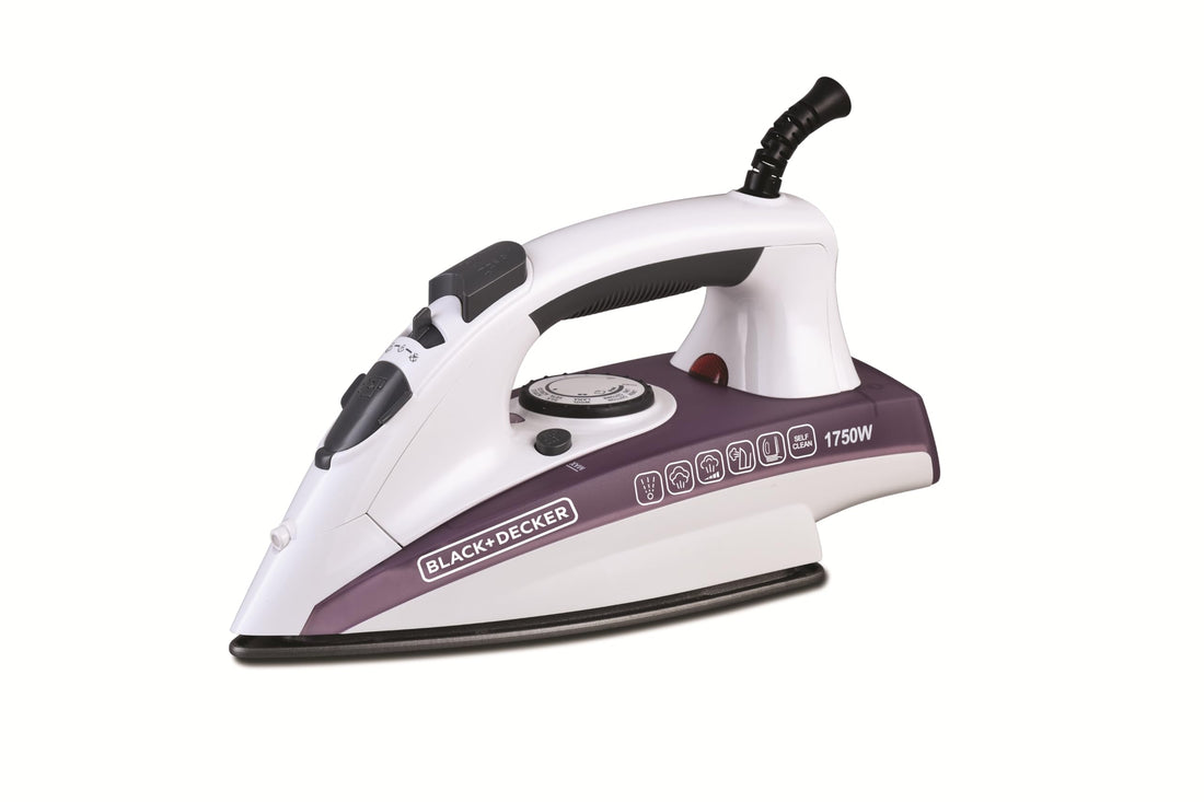 Black & Decker Steam Iron X1750-B5 - Ceramic Coated Soleplate with Anti Calc Drip Self Clean and Auto Shutoff - 1750W - Removes Stubborn Creases Quickly Easily - 2 Years Official Warranty