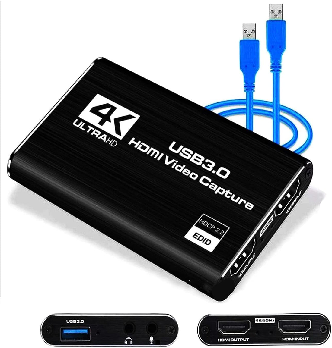 Generic No Delay Audio Video Capture Card - HDMI USB3.0 4K 1080P Portable for Gaming, Live Streaming, Video Recording