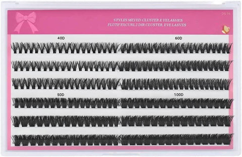 235Pcs – Cluster Eyelashes Mixed Tray – 40D 50D 60D 100D Fluffy Individual Lash Clusters for Natural or Glam Look – Soft Lightweight Volume Fans for DIY Extension & Salon Use – Easy Application