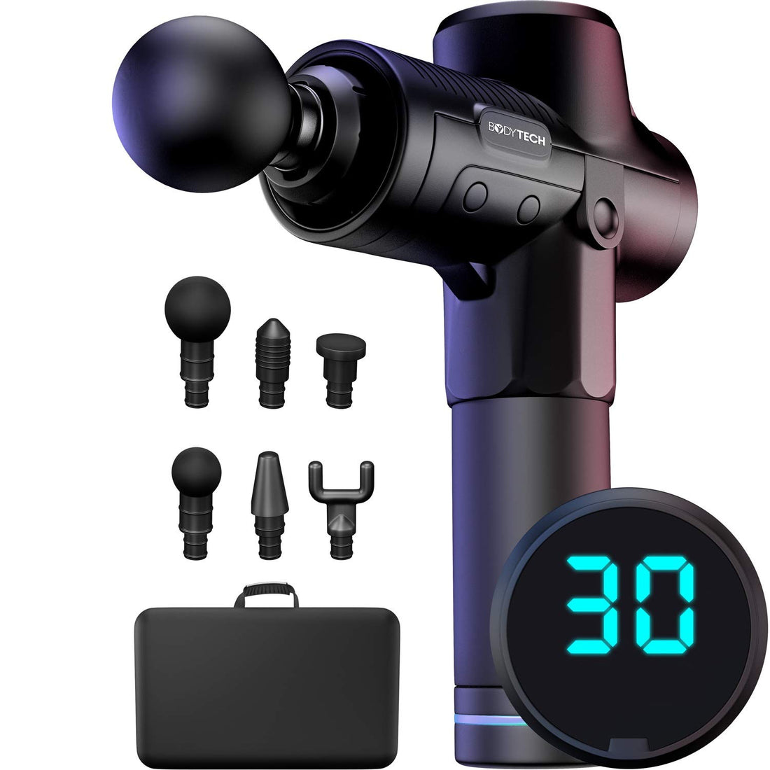 LDREAMAM Bodytechnix Massage Gun for Athletes | Powerful & Quiet 30 Speed Deep Tissue Percussion Massager for Body | Silent Electric Handheld Fascia Tissue Massage for Sports | 6 Hour Battery Life