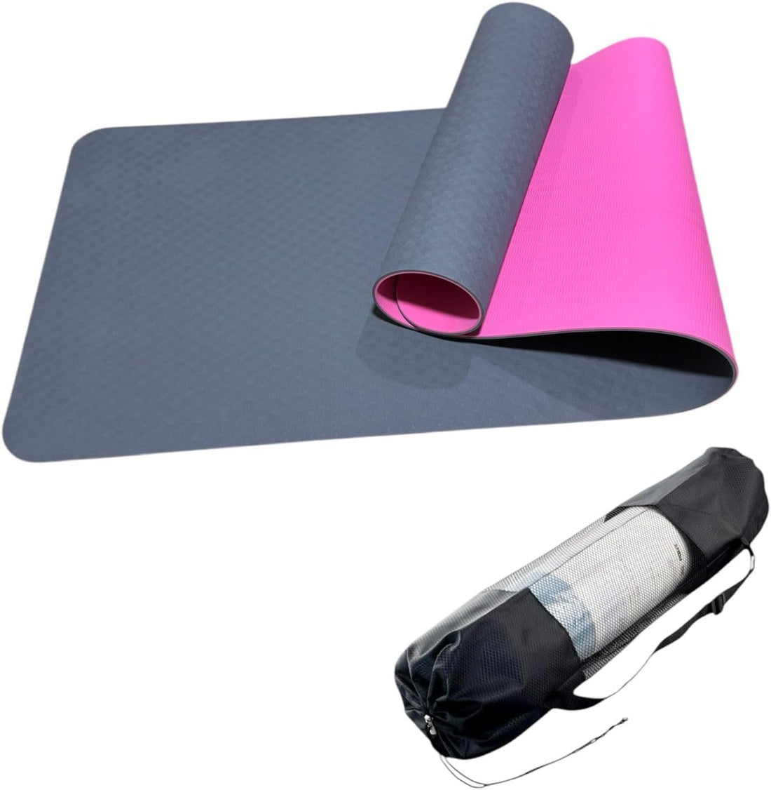 TRUE FIT®Premium Yoga Mat Thick Non Slip Eco Friendly Elastic Rubber Fitness Exercise Pilates Mat for Men Women, 1.83cm x 61cm x 0.6cm with Storage Bag Included Multicolor