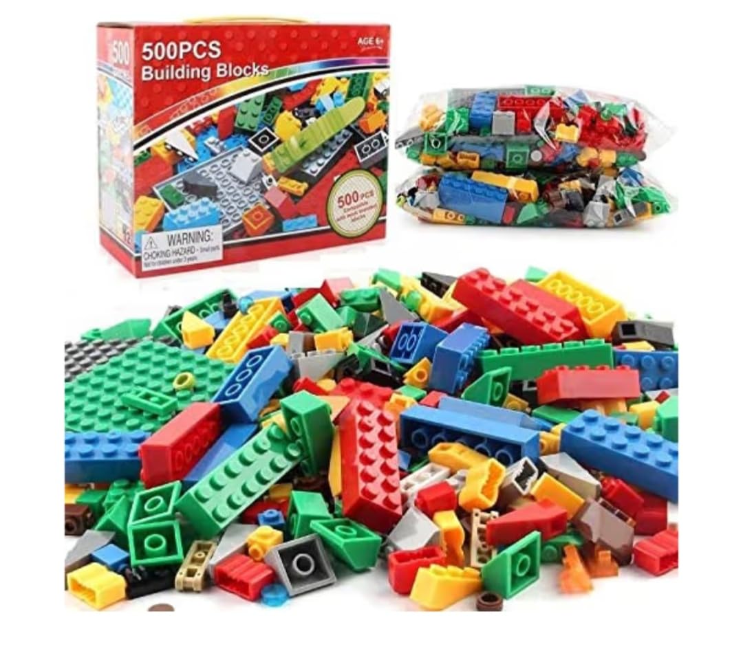 Plastic Building Blocks for Kids, 500 Pieces, Multi-Colour, Compatible with Most Brands, Ages 6+