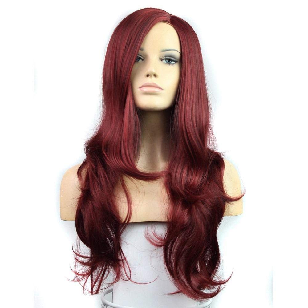 ECIF Wavy Long Curly Wine Wig