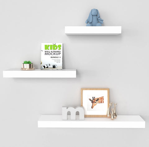 Ballucci Modern Floating Shelves for Wall, Set of 3 Wood Wall Mount Ledges for Living Room, Bedroom,