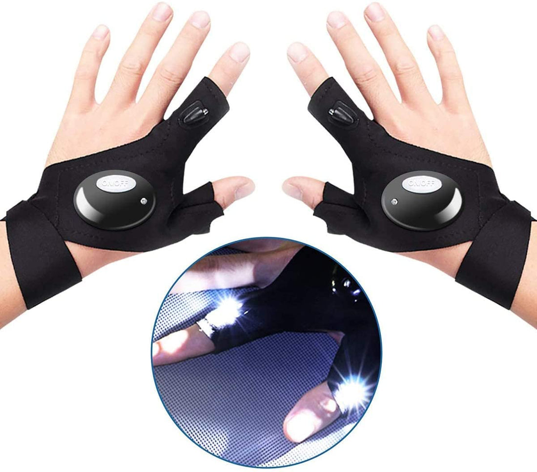 Generic Flashlight Gloves Outdoor,Work Gloves with LED Lights for Darkness Places, Fishing, Camping and Hiking & Tools Gifts for Handymen Men Women Boyfriend DIY Birthday