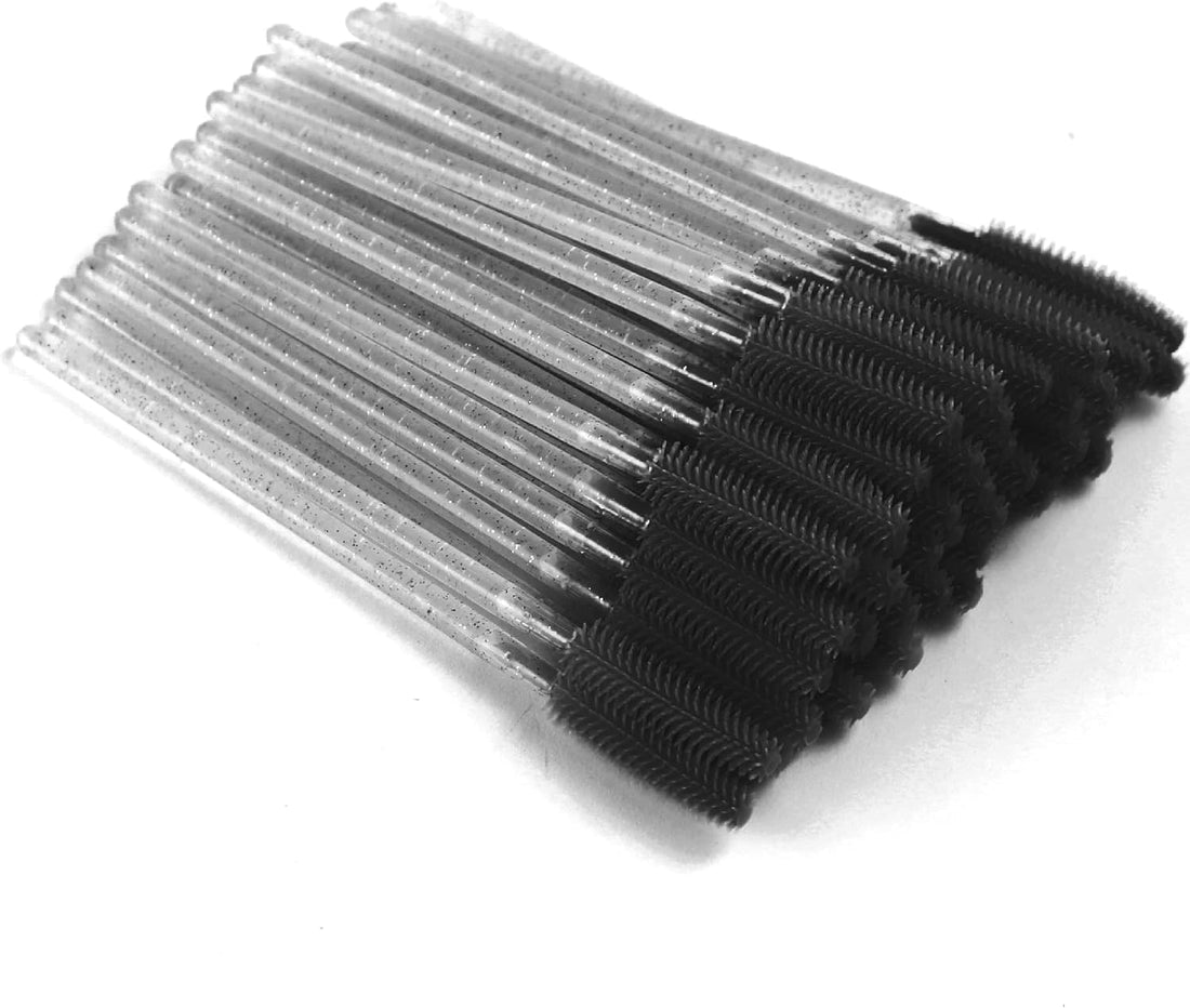 50PCS Disposable Mascara Eyelash Wands, Eyebrow & Lash Extension Spoolie Brushes for Separating, Grooming, Salon & Home Makeup Use (Black)