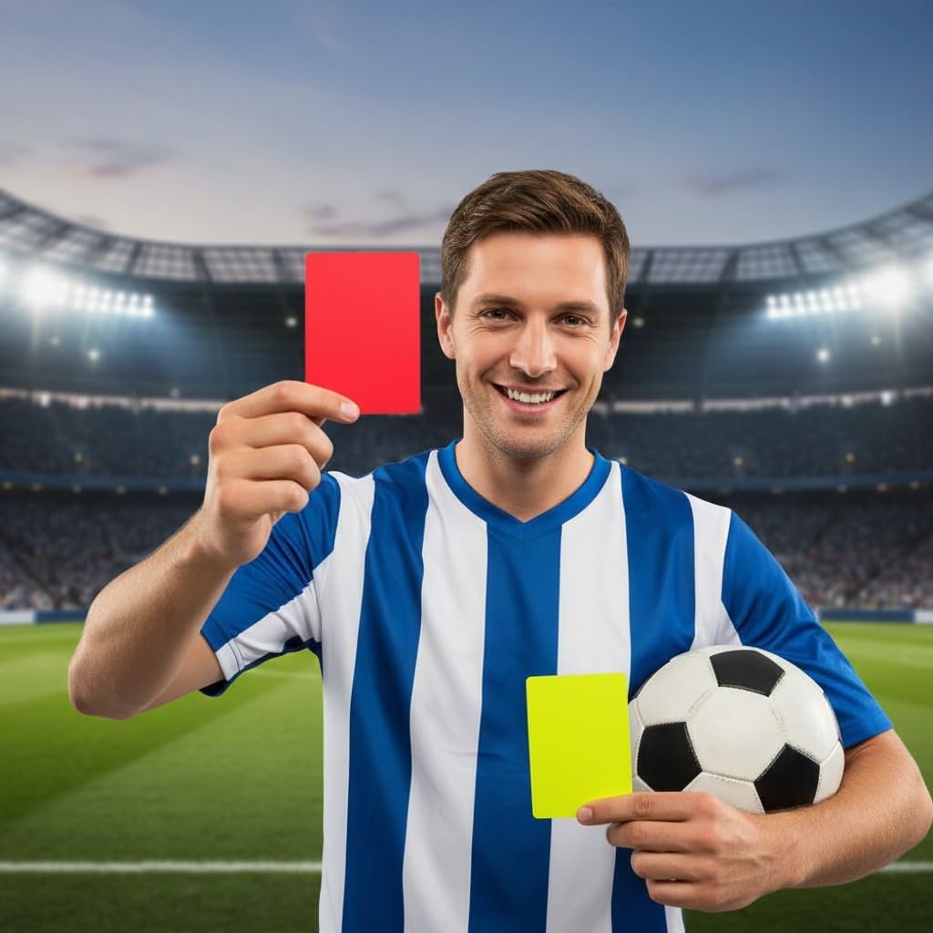 GHAZAL FENQURO 2 Piece Referee Card Set - Red Yellow Cards Wallet Sheets Pencil for Football Basketball - Red/Yellow