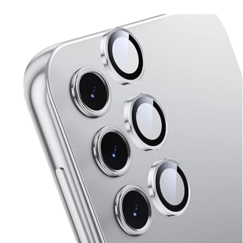 BESHYAKA Tempered Glass Camera Protection for Samsung Galaxy A57 / Samsung Galaxy A37, Individual Metal Ring Lens Protection, 9H Hardness, Anti-Scratch, HD Clear, Easy install- (Silver)