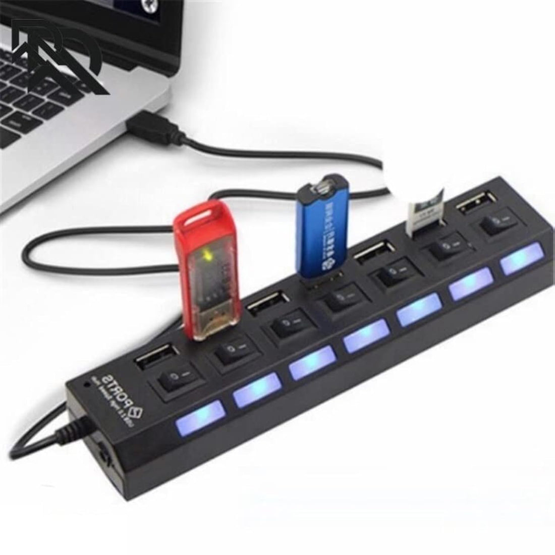 7 Port Ports Usb 2.0 Hub With Separate On / Off Switch With Light Indicator/ Hot Plug&Play USB Device