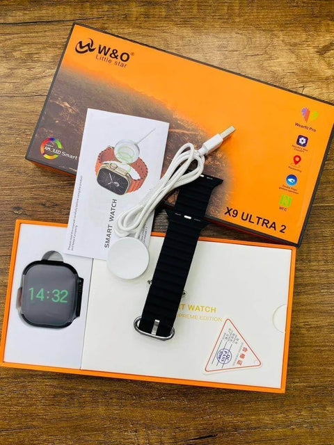 Smart Watch X9 Ultra 2 AMOLED Display Supports NFC/Chat GPT - Supports Arabic Language/calls anser (Black)