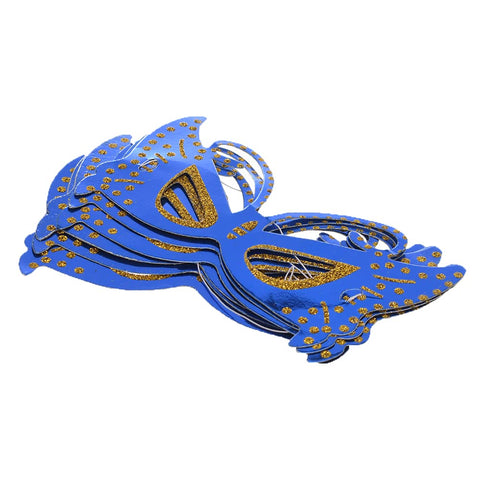 Paper Glitter Eye Mask For Party And Birthday Set Of 6 Pieces - Blue Gold