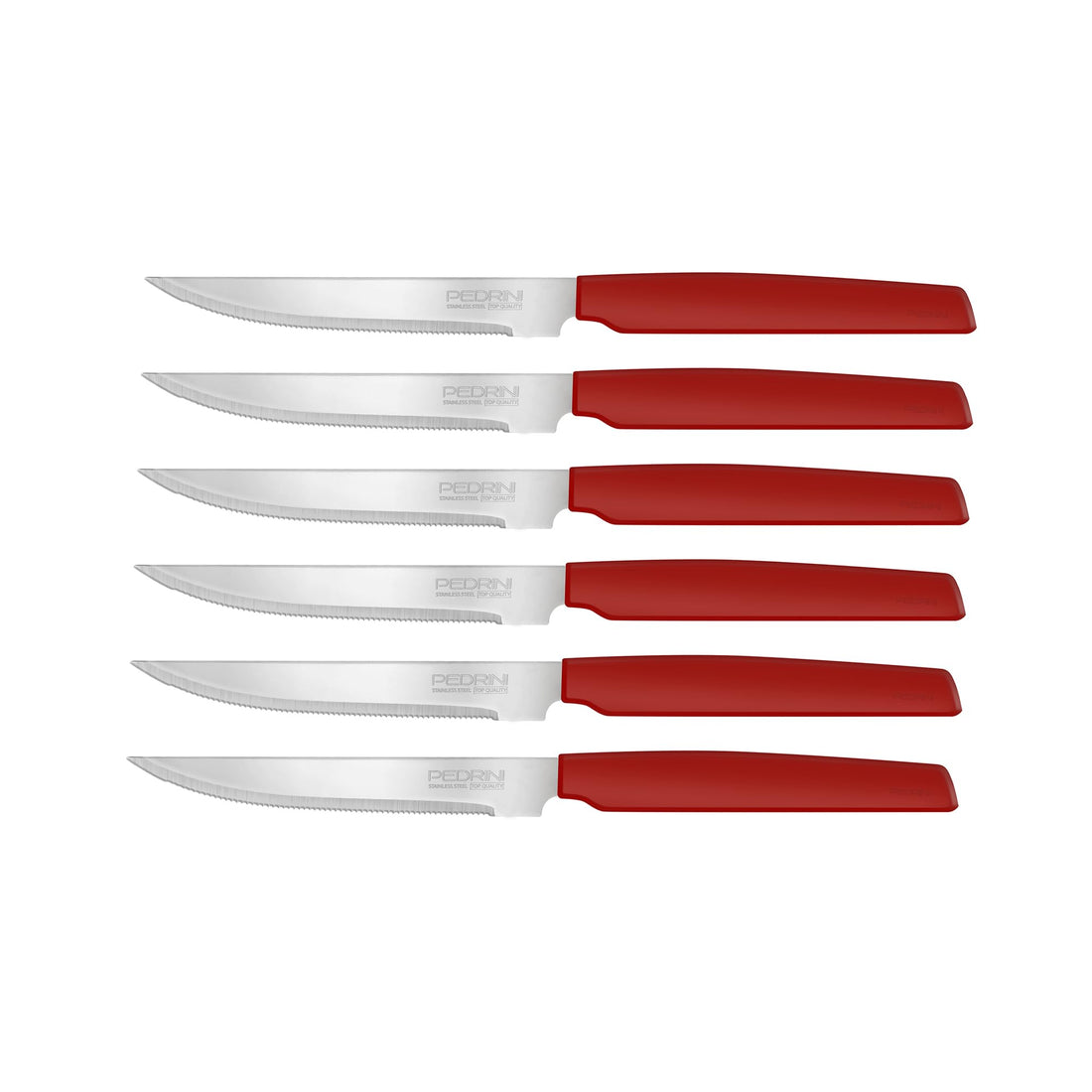 Pedrini Steak Knives, Set 6Pcs Red Handle