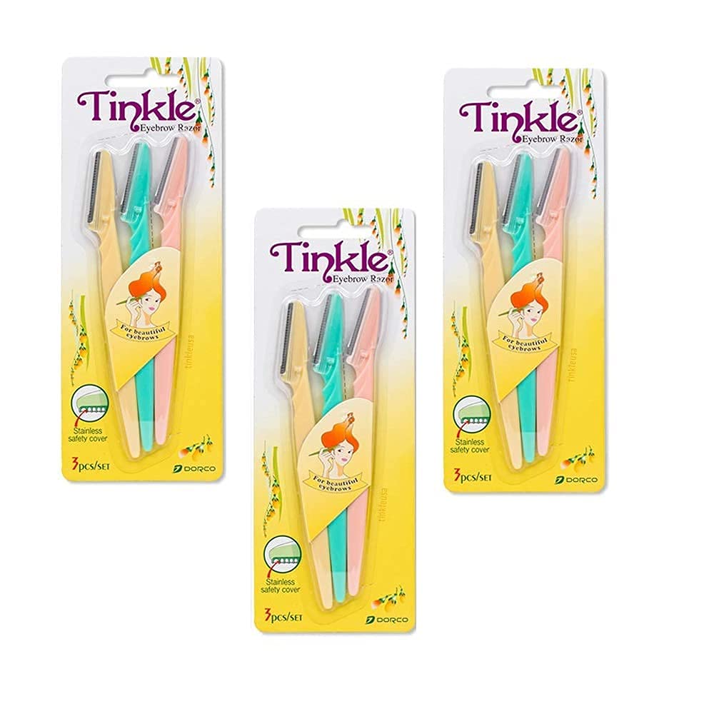 Tinkle Eyebrow Razor, Give Shape To Your Eyebrow, Remove Facial Hair, Remove Hair Painlessly, Precise And Easy To Use, Pack Of 9 Razors