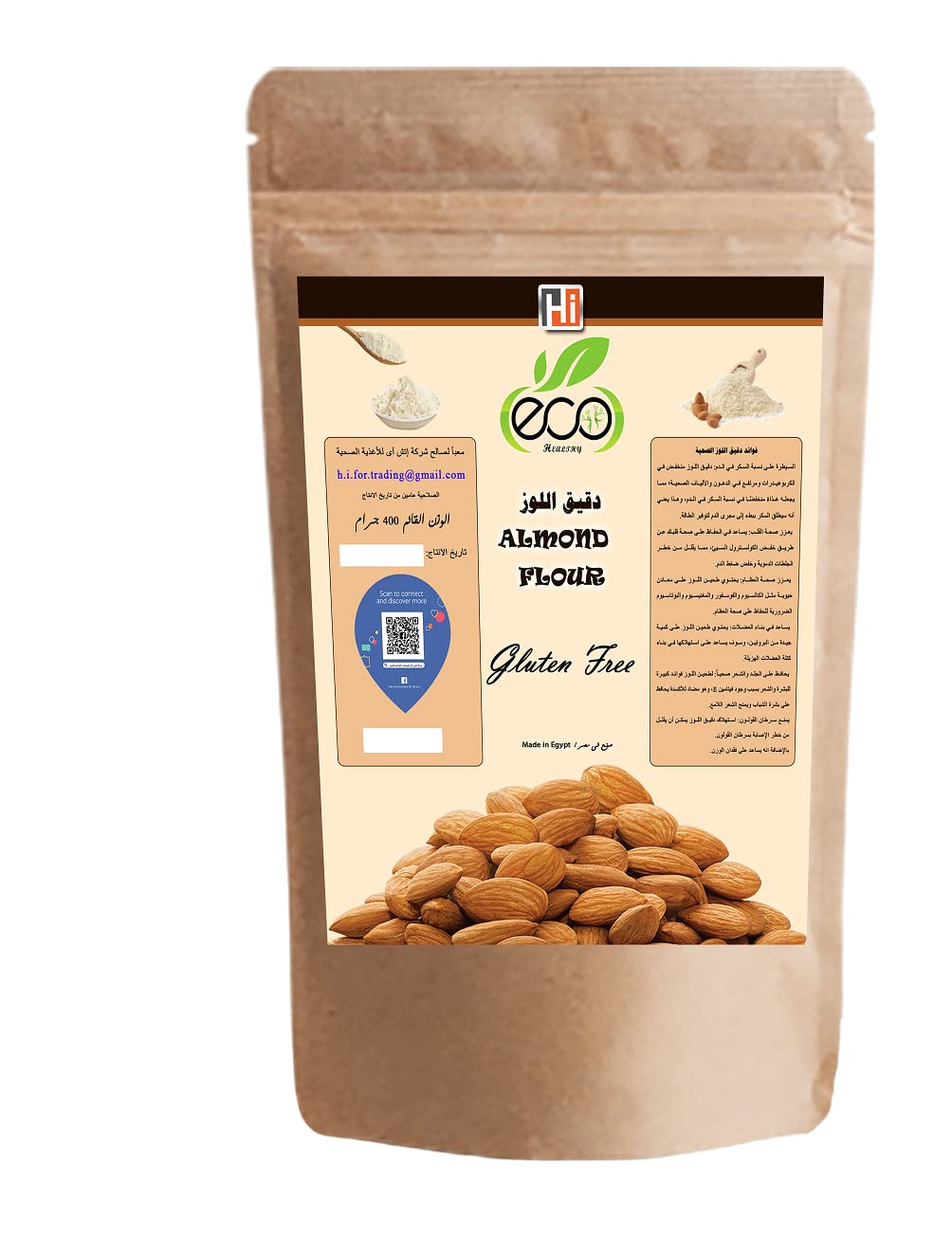 Eco Healthy - Full-Fat Almond Flour Gluten Free - 400 g