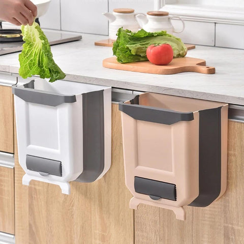 Hanging Kitchen Trash Can with Trash Bag, Simple Trash Can, Foldable Trash Can for Bedroom, Bathroom, Office, Living Room, Car Drawer, Multifunctional (2 Pack)