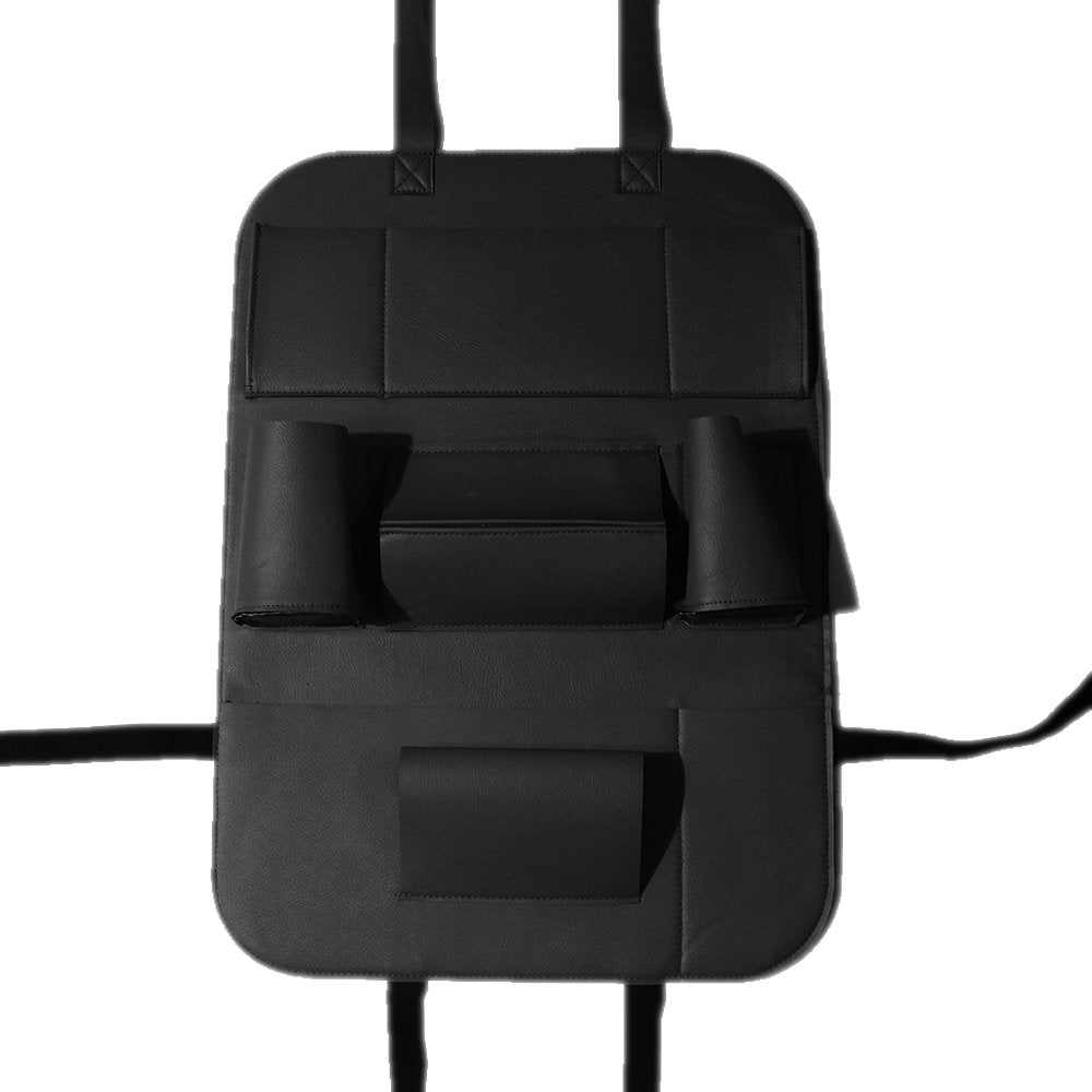 Pu Leather Car Seat Back Organizer Backseat Storage Box Black