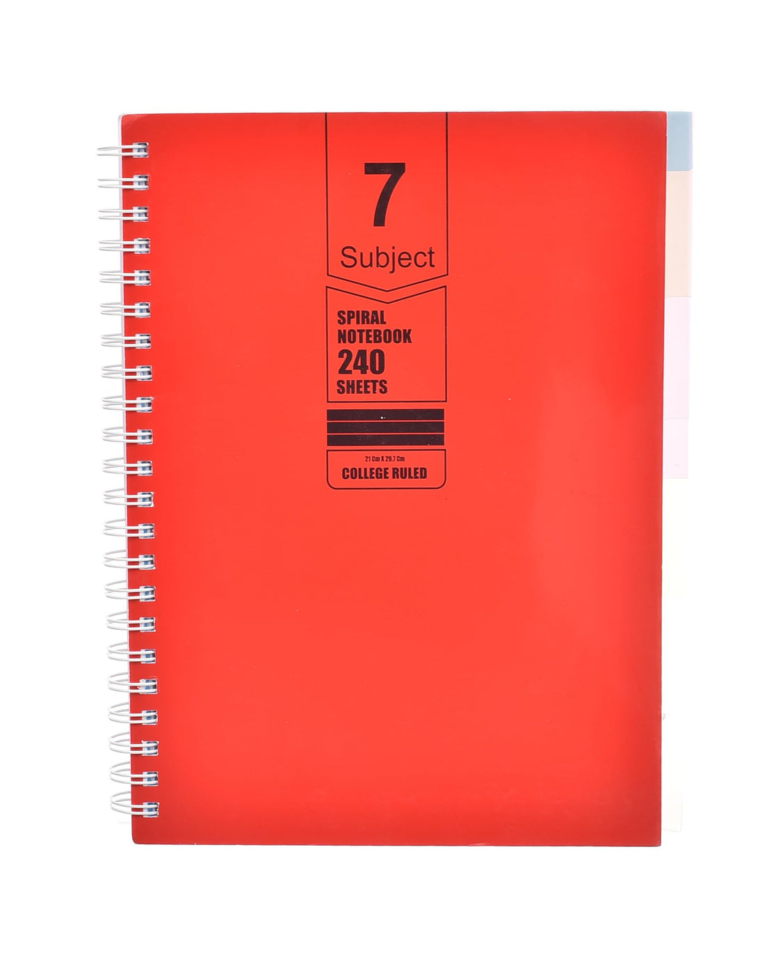 Elmaayergy 06 PP Spiral Lined Notebook A4, 240 Sheets With 7 Subjects Durable Tool That Withstand Daily Use With Eco-Friendly Material