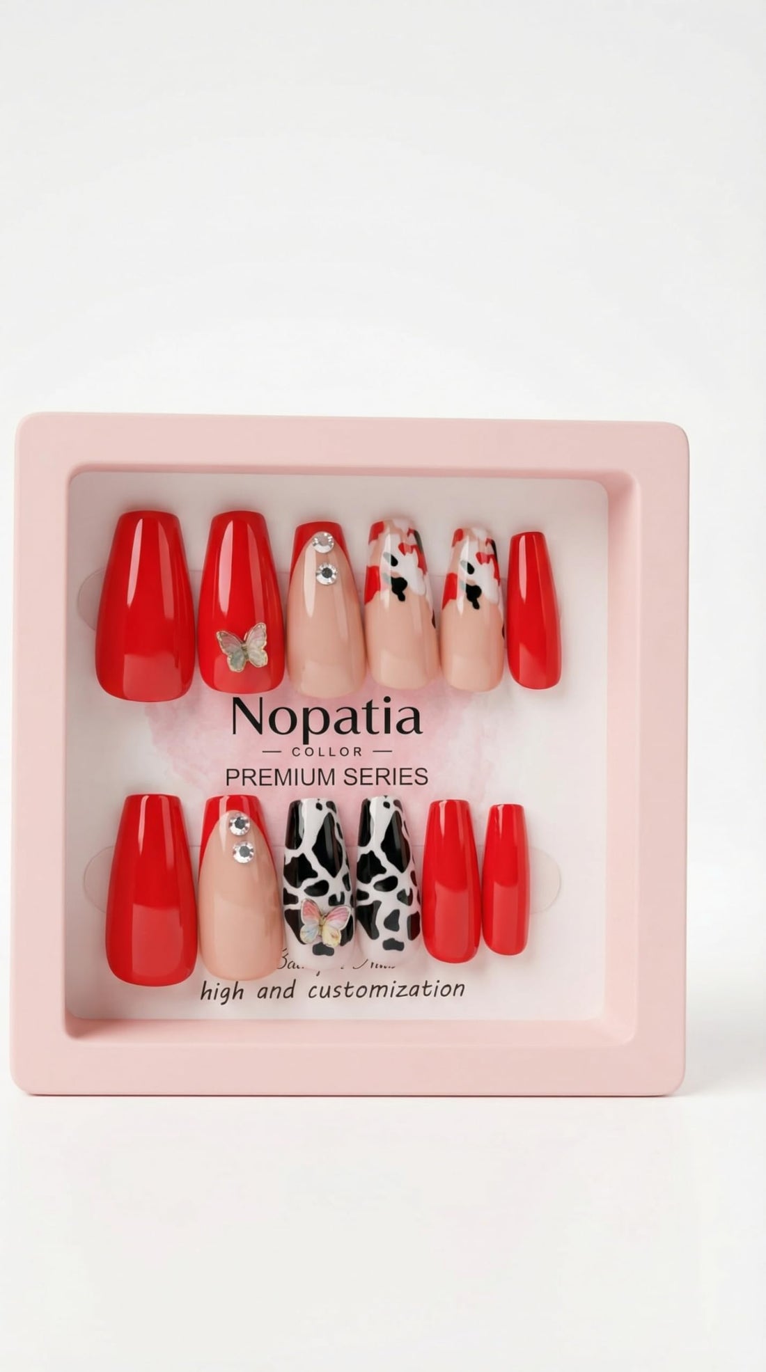 Nopatia Professional Fake Nails Set for Occasions, Luxury Holographic Nail Kit for Salon Results, Easy to Apply, Long Lasting and Unique Fashion Design (Figure 8)
