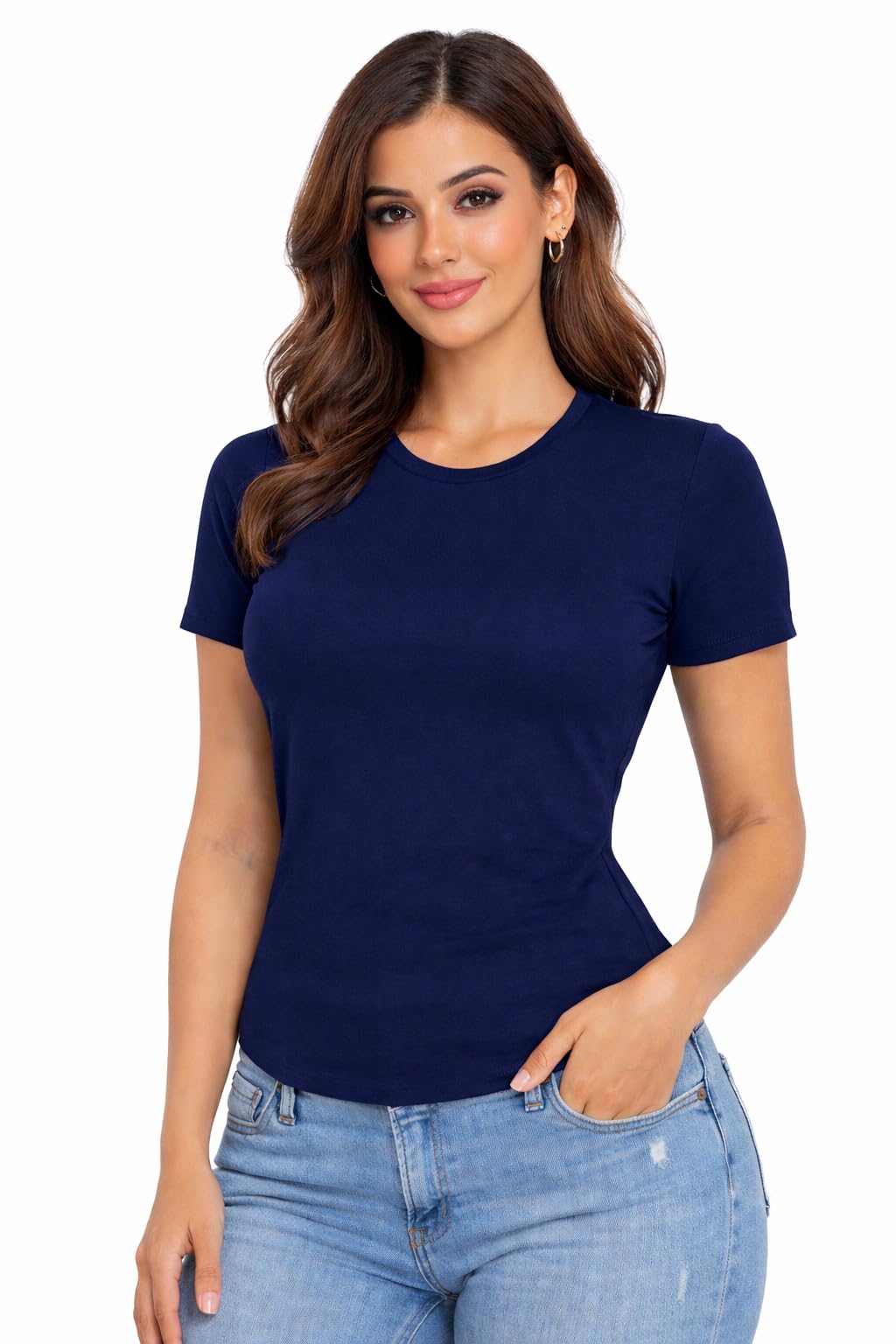 Basic Undershirt - Short Sleeve - Crew Neck - Slim Fit For Women
