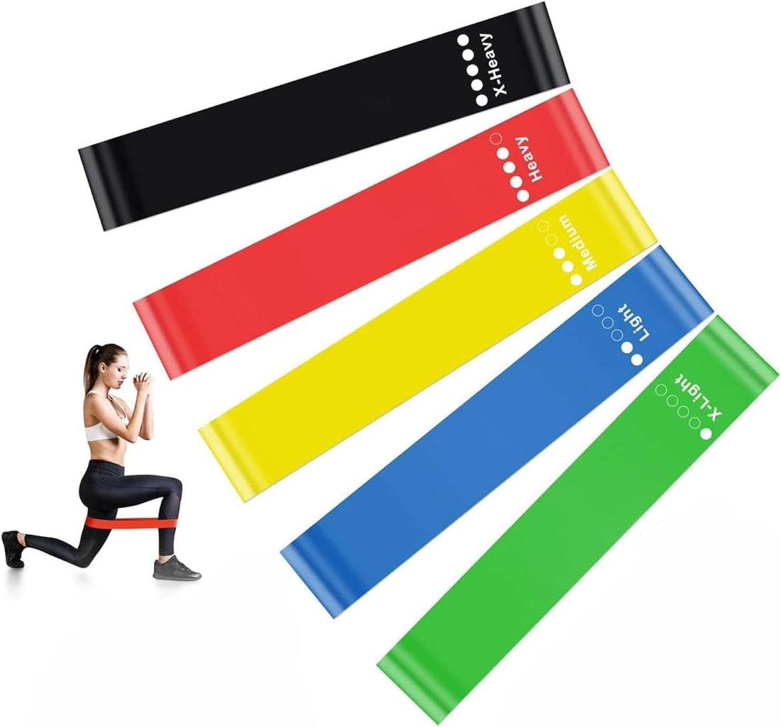 QSHOP® Heavy Duty Resistance Bands - Weight Lifting Elastic Band - Perfect Elastic Band for Gym, Thighs, Yoga, Fitness Equipment Multicolor (Pack of 5) Powerfull Leg Band