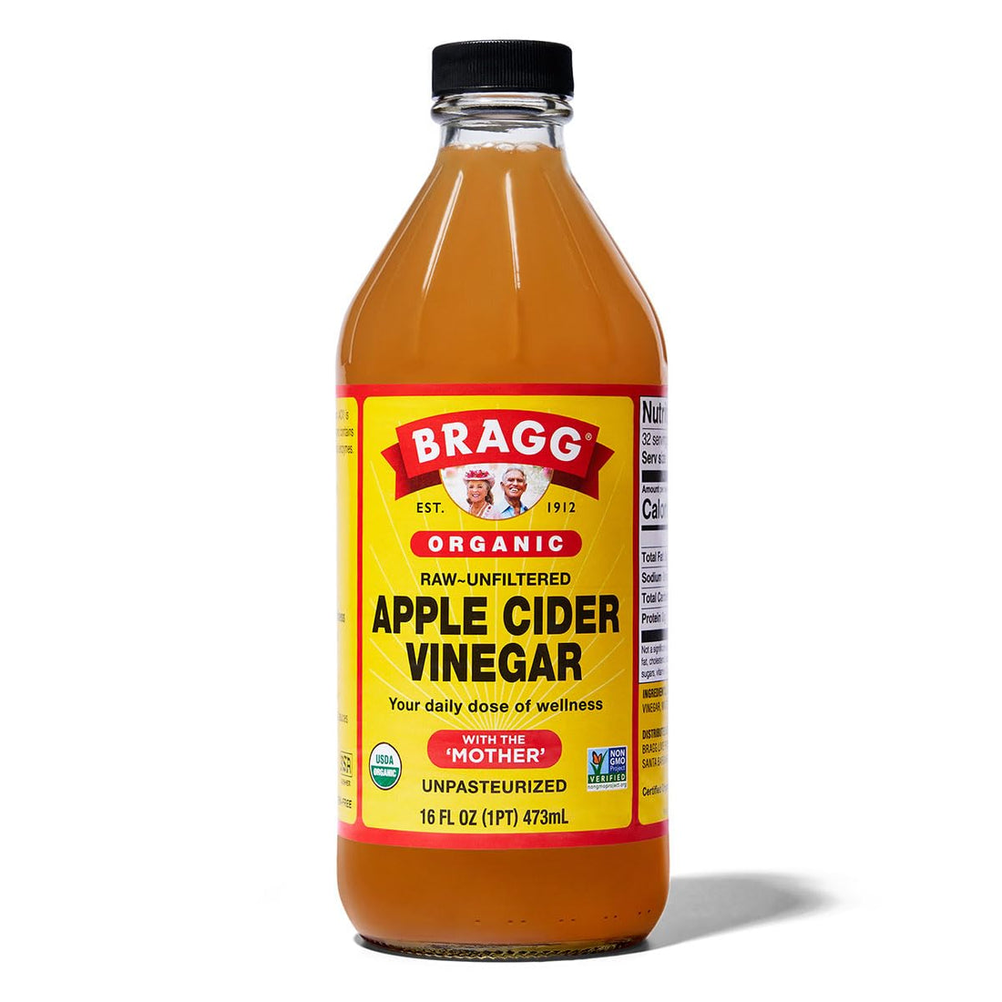 Bragg Organic Apple Cider Vinegar with the mother - Organic apple cider vinegar with vinegar nut, raw and unfiltered, 473 ml
