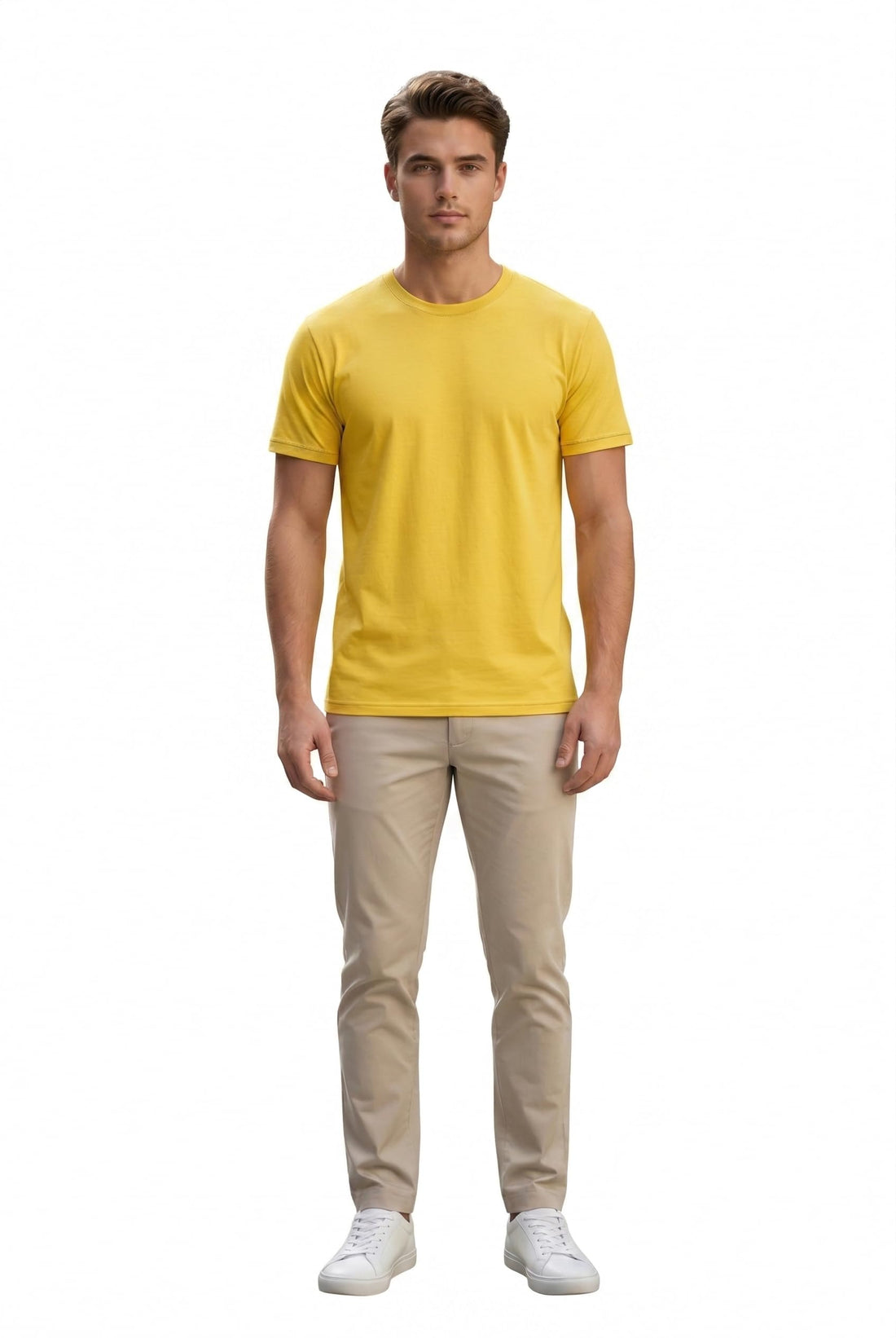 Men's Basic Solid Round Neck Short Sleeve Cotton Comfortable and Fashionable Everyday T-Shirt