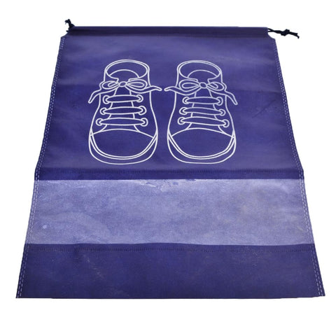 Generic Waterproof Storage Travel Shoe Bag With Rope For Women And Men - Dark Blue