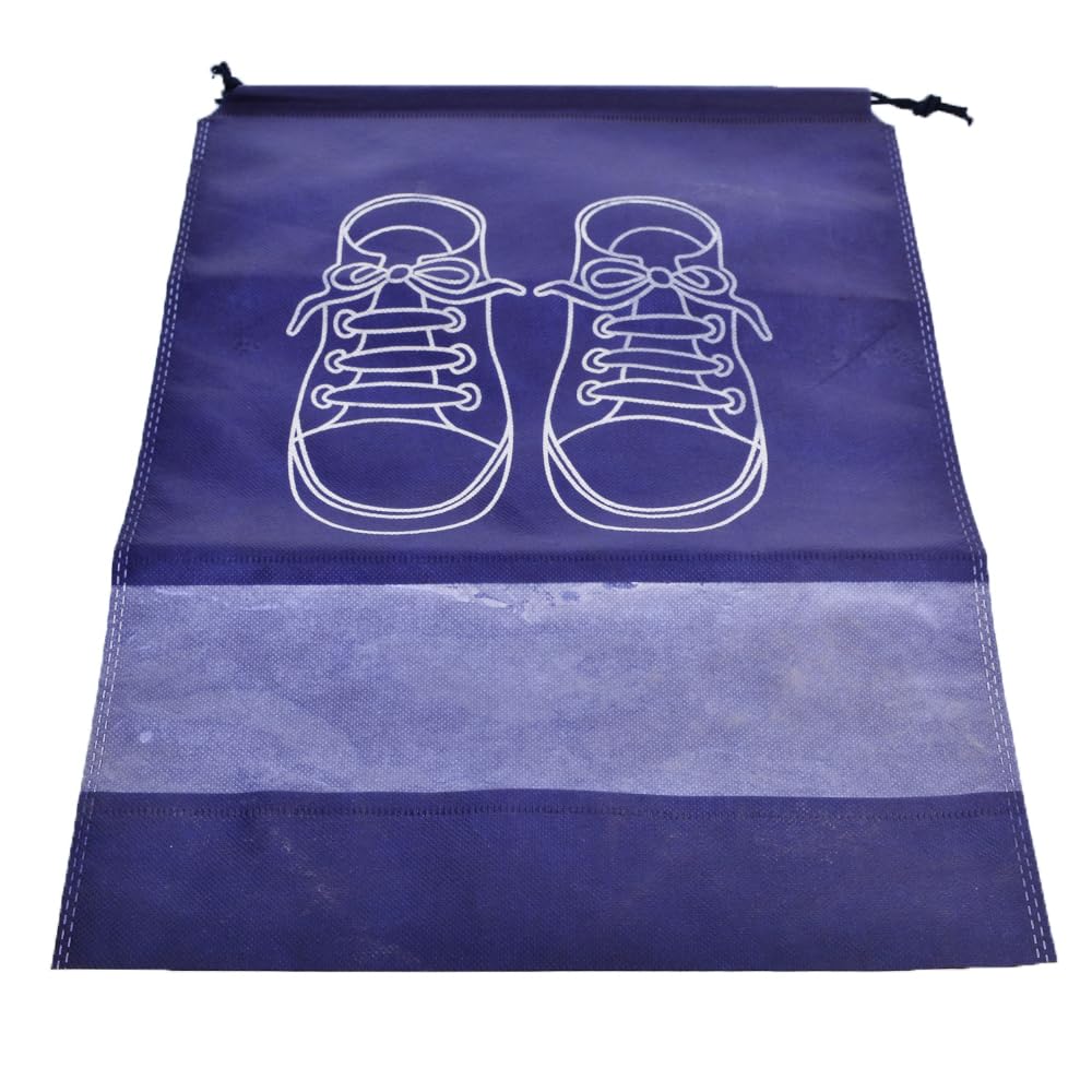Generic Waterproof Storage Travel Shoe Bag With Rope For Women And Men - Dark Blue