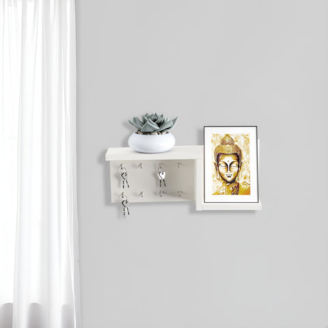 FURNEASER Lenon Wooden Key Holder/Wall Decor/Hanging Key Chain Holder/Stand/Key Hanger/Multipurpose/Key Hook/Rack/Organiser/Shelf for Home, Shop, Store & Office (Carvi H)