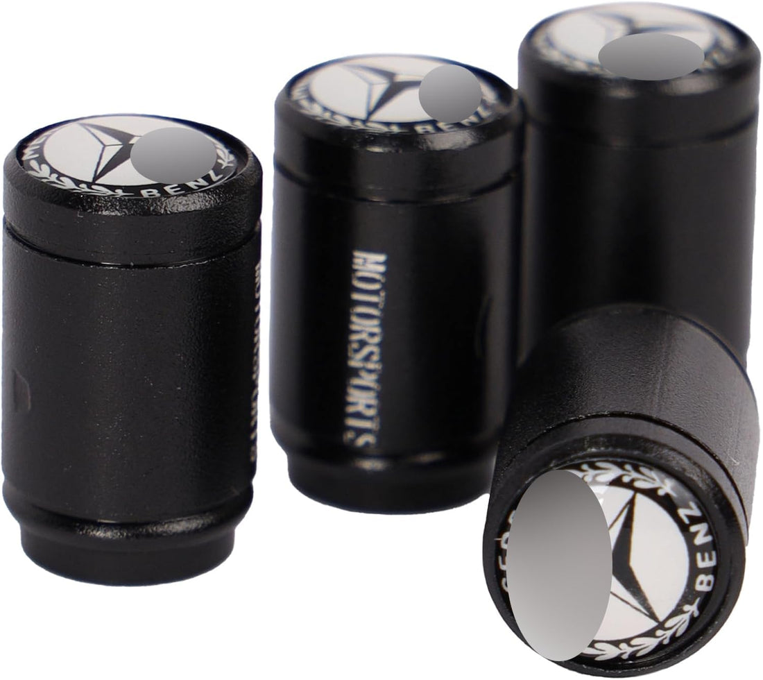 Makeover 4Pcs Car Wheel Tire Valve Tire Stem Air Caps Airtight Cover For Mercedes – Black