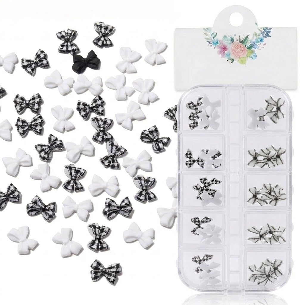 1 box 3D Gummy Candy Nail Charms - Colorful, Made of Artificial Resin, Ideal for Nail Art Designs and DIY Crafting-WHITE mix black