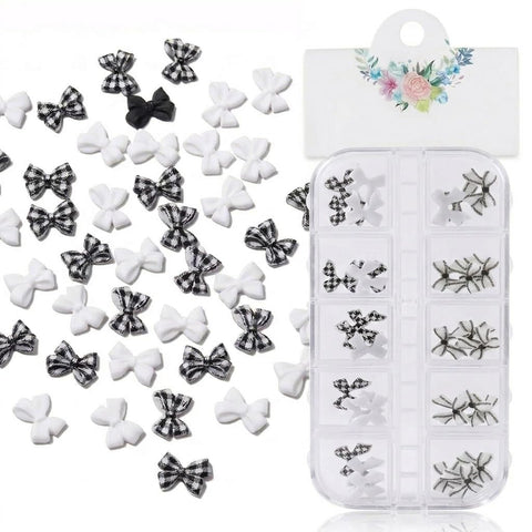 1 box 3D Gummy Candy Nail Charms - Colorful, Made of Artificial Resin, Ideal for Nail Art Designs and DIY Crafting-WHITE mix black