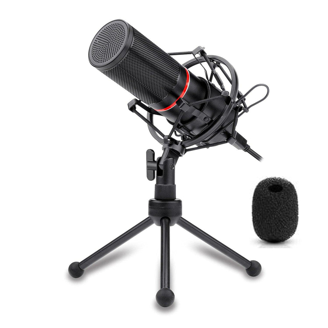 Redragon BLAZAR GM300 USB Gaming Stream Microphone Kit/full metal made/custom circle LED color/Volume control & Mute/High-end mic unit/Tripod stand and windscreen included