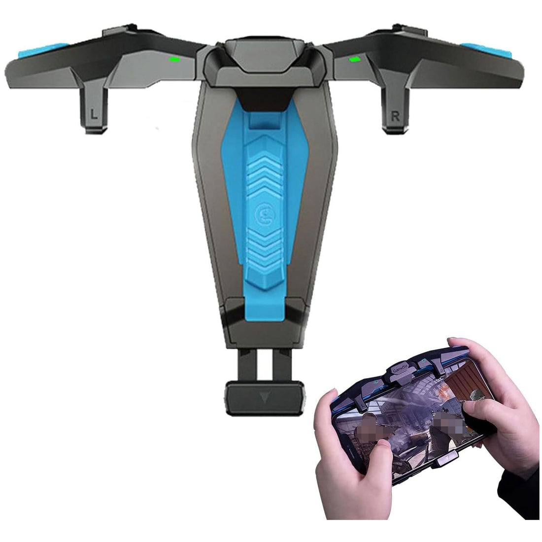 Excefore Mobile Triggers Gaming Controller F4, Mobile Game Controller F4 Falcon for PUBG/Fortnite/Call of Duty, Shooter Sensitive Controller Joysticks Aim & Fire Trigger for IOS & Android